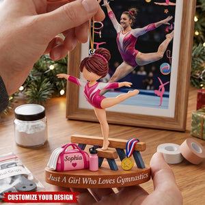 Personalized Gymnastics Acrylic Ornament - Custom Name Christmas Gift for Girl Gymnasts