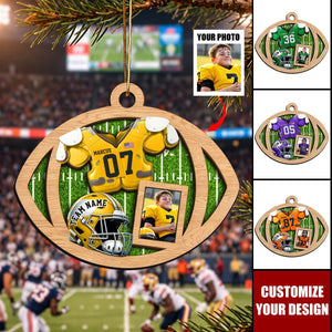 Personalized Football Player Photo Wooden Ornament