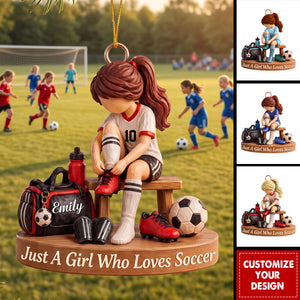 Personalized Soccer Girl Acrylic Ornament, Custom Name Soccer Player Gift