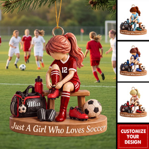 Personalized Soccer Girl Acrylic Ornament, Custom Name Soccer Player Gift