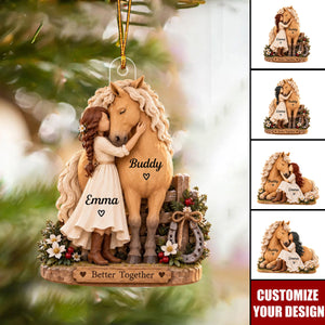 Personalized Girl & Horse Acrylic Ornament - Custom Equestrian Gift for Horse Lover