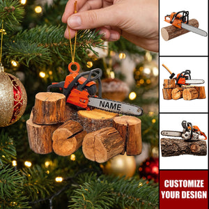 Personalized Arborist Chainsaw Acrylic Ornament, Lumberjack Gift