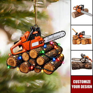 Personalized Arborist Chainsaw Acrylic Ornament, Lumberjack Gift