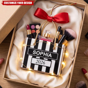 Personalized Makeup Brush Christmas Ornament, Custom Name Gift for Makeup Lovers
