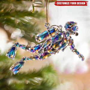 Personalized Scuba Diver Christmas Ornament, Custom Diving Gift