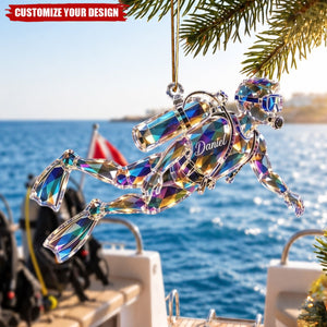Personalized Scuba Diver Christmas Ornament, Custom Diving Gift