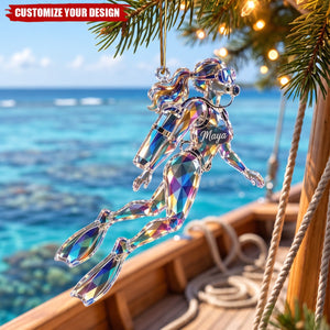 Personalized Scuba Diver Christmas Ornament, Custom Diving Gift