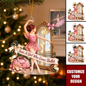 Personalized Ballerina Girl Christmas Ornament, Just A Girl Who Loves Ballet