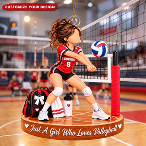Personalized Volleyball Girl Ornament, Custom Name & Number Christmas Decoration
