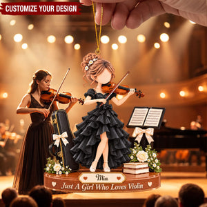 Personalized Violin Girl Christmas Ornament, Custom Name Gift For Violin Lover