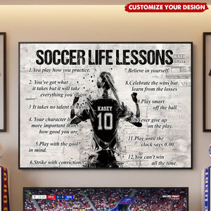 Personalized Soccer Life Lessons Canvas Poster, Gift for Soccer Boys & Girls