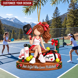 Personalized Pickleball Ornaments, Custom Name Christmas Gifts for Pickleball Girls