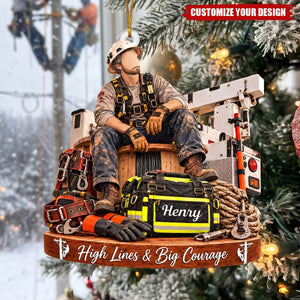 Personalized Lineman Christmas Ornament, Custom Lineman Gift for Husband