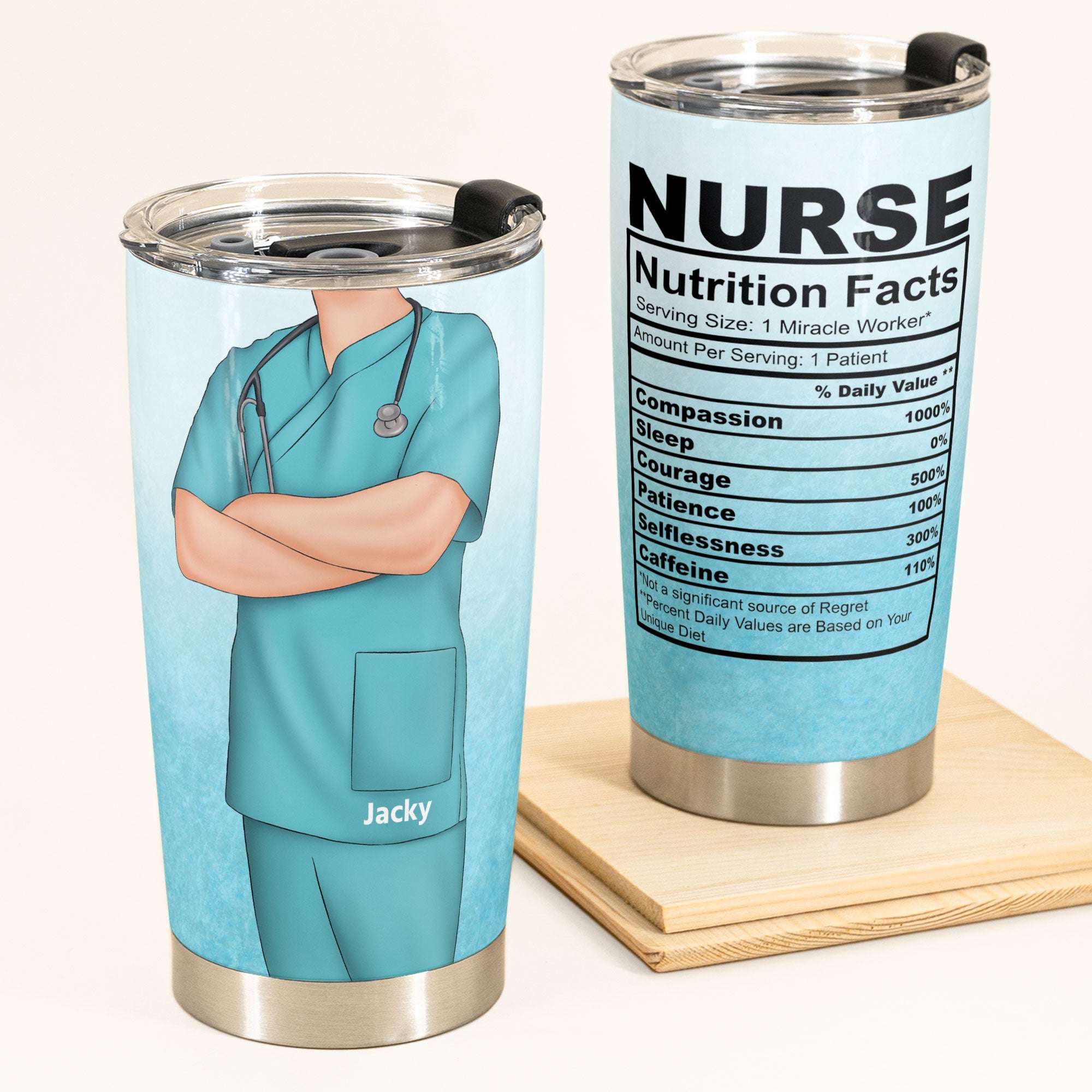 Nurse Nutrition Facts - Personalized Tumbler Cup - Birthday Gift For Nurse, Doctor - Male Nurse, Doctor