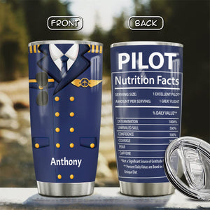 Personalized Nutrition Facts Tumbler Coffee Helicopter Airplane Gifts Pilot