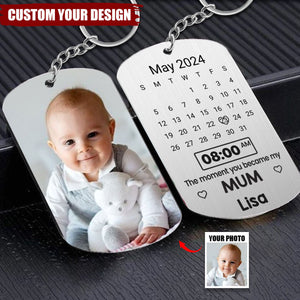 Custom Photo The Moment You Became My Mommy - Family Personalized Keychain - Mother's Day, Baby Shower Gift, Gift For First Mom