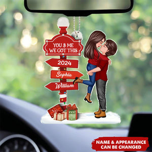 Christmas Couple Kissing Sign Personalized Acrylic Car Ornament
