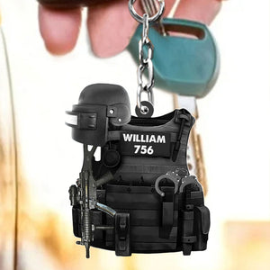 Swat Police Bulletproof Gun - Personalized ARCYLIC KEYCHAIN Gift For Swat Police