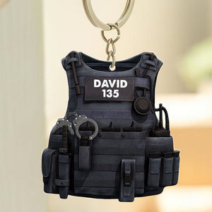 Police Bulletproof Vest Personalized Flat Keychain