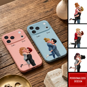 Custom Kissing Couple Phone Case Couple Gift For Her Gift For Him - Personalized Phone Case