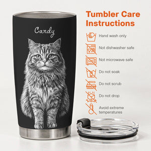 Custom Pet Portrait Sketch Art Gift For Dog Lovers, Cat Lovers - Personalized Tumbler Cup