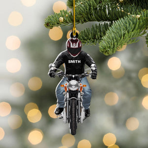 Personalized Biker Motorcycle Acrylic Ornament Two Sides Biker Dad Grandpa Hanging Ornament