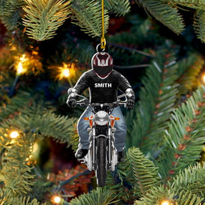 Personalized Biker Motorcycle Acrylic Ornament Two Sides Biker Dad Grandpa Hanging Ornament