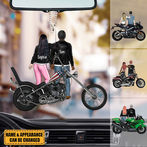 Riding Partner For Life - Personalized Acrylic Car Ornament, Motorcycle Couple, Gift For Motorcycle Lovers
