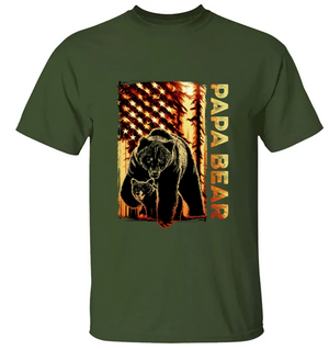 Papa Bear Forest Us Flag - Personalized Shirt