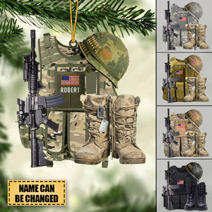 Veteran Bullet Proof Vest And Boots, Personalized Acrylic Ornament