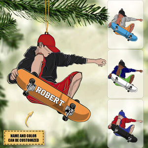 Personalized Skateboard Player Fly Ornament