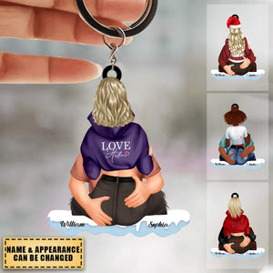 Christmas Couple Hugging Personalized Acrylic Keychain