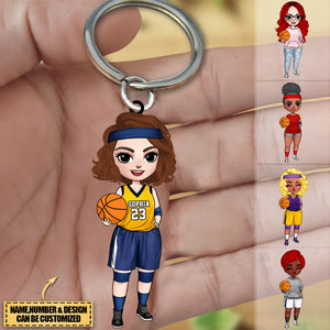 Personalized Woman Girl Basketball Player Acrylic Keychain