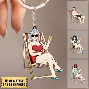Summer Beach Chairs For Swimwear Men Or Women - Personalized Keychain