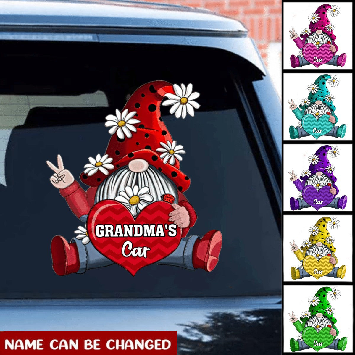 Grandma Mom Dwarf With Heart Personalized Decal