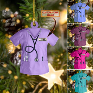 Personalized Nurse Scrubs Christmas Ornament - Gift for Nurse