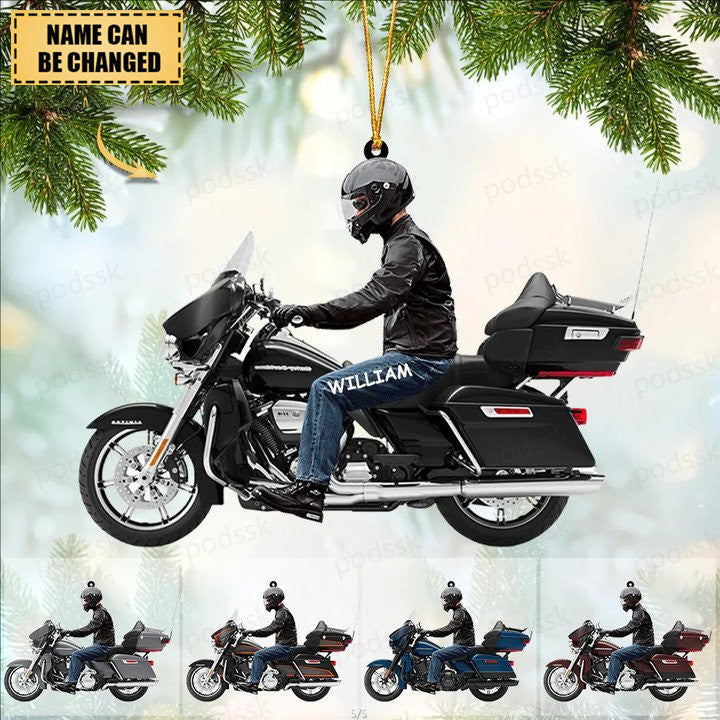 Personalized Biker Harley Motorcycle Christmas Ornament for Biker Gangster Lovers
