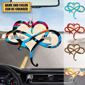 Personalized Infinity Heart Couple Gift Custom Name&Color Wooden Ornament