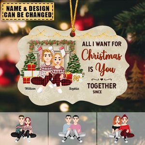 All I Want For Christmas Is You - Personalized Custom Aluminium Ornament - Christmas Gift For Couple, Husband, Wife