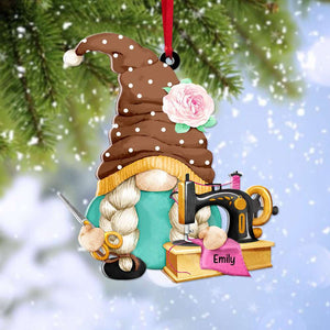 Dwarf Sewing And Quilting Custom Shape Christmas Ornament