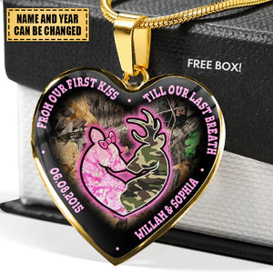 Personalized Till Our Last Breath Camo Heart Couple Necklace