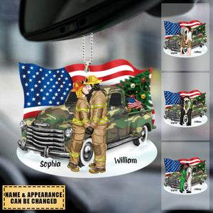 Military Fireifighter Nurse EMS Police Couple-Personalized Acrylic Ornament-Gift For Him/ Gift For Her- Christmas Gift- Couple Car Ornament