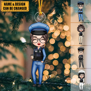 Police Officer - Personalized Custom Mica Ornament - Christmas Gift For Police