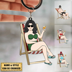 Summer Beach Chairs For Swimwear Men Or Women - Personalized Keychain
