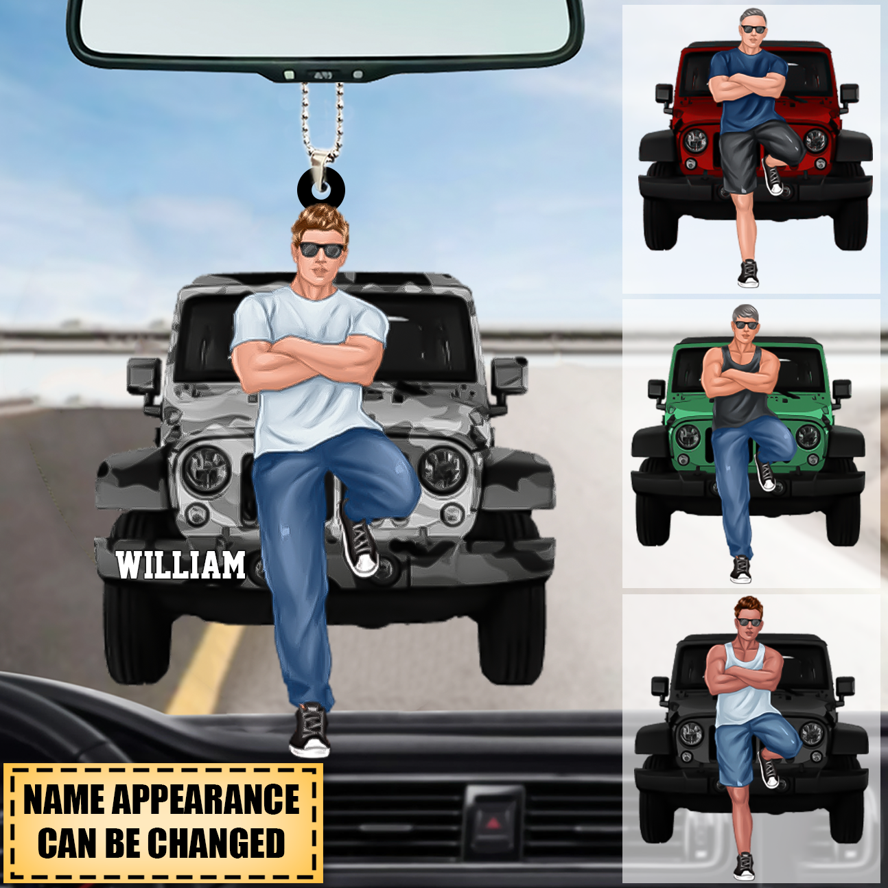 PERSONALIZED MAN OFF-ROAD CAR ACRYLIC ORNAMENT
