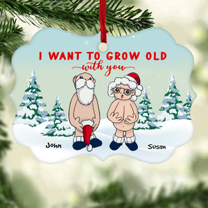 Personalized Ornament Gifts For Couple - Custom Ornaments Gift For Couple - Want To Grow Old With You Funny Santa Couple Ornament