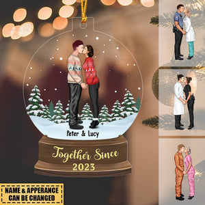 Anniversary Together Since - Personalized Christmas Gifts Custom Ornament For Couple Portrait, Firefighter, EMS, Nurse, Police Officer, Military