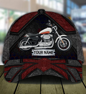 Motorcycle Black Red Personalized Cap