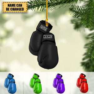 Personalized Boxing Glove Acrylic Christmas Ornament - Housewarming Gift, Sports Lover, UFC Decor gift