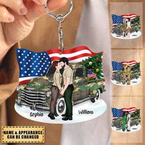 Military Fireifighter Nurse EMS Police Couple-Personalized Acrylic Keychain-Gift For Him/ Gift For Her- Christmas Gift- Couple Keychain